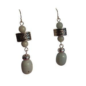 Premier Designs Natural Wonder Dangle Earrings Silver Tone Pale Blue Beads NWOT
